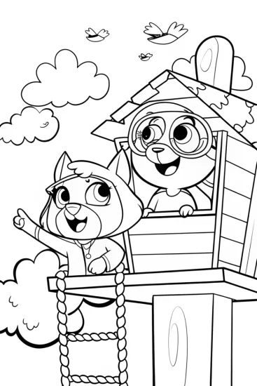 A coloring page of Bluey’s Magical Treehouse Adventure Coloring Page