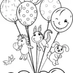 Rainbow Friends’ Balloon Adventure Coloring Page