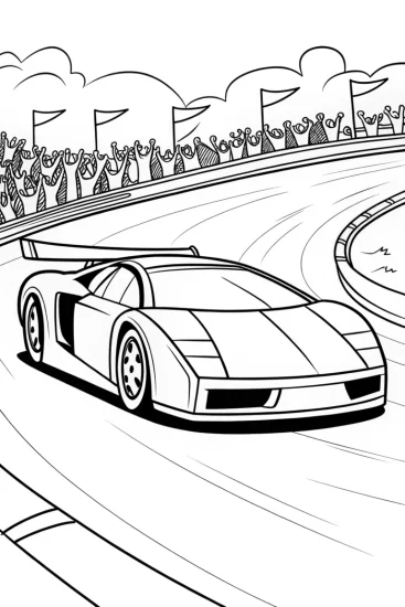 A coloring page of Lamborghini Racing Coloring Page