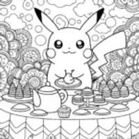 Pikachu’s Enchanted Garden Feast Coloring Page