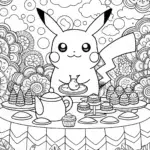 Pikachu’s Enchanted Garden Feast Coloring Page