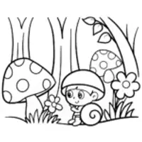 Baby Explorer in a Whimsical Forest Coloring Page