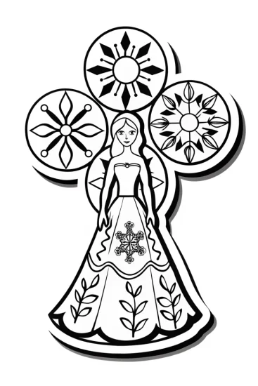 A coloring page of The Princess of the Seasons Coloring Page