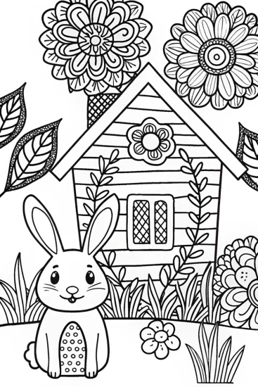 A coloring page of Banban’s Garden Bungalow Coloring Page