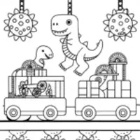Dino Dino-mite Factory Coloring Page