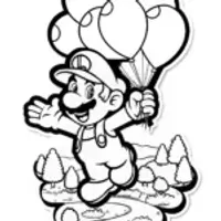 Luigi’s Sky-High Balloon Journey Coloring Page