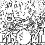 Lightning Bolt Rock Band Coloring Page