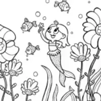 Mermaid’s Magical Garden of Wishes Coloring Page