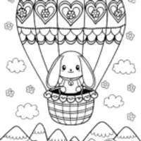 Cinnamoroll in the Dreamy Hot Air Balloon Coloring Page