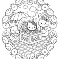 Hello Kitty’s Enchanted Music Box Coloring Page
