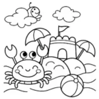 Squishmallow Seaside Adventure Coloring Page