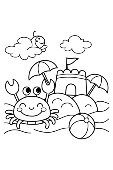 A coloring page of Squishmallow Seaside Adventure Coloring Page