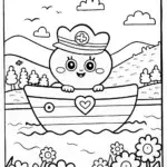 Heart Character Sailing Coloring Page