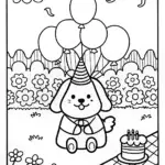 Puppy Garden Party Coloring Page