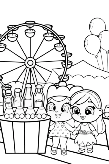 A coloring page of Shopkins carnival fun coloring page