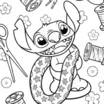 Stitch’s Fantastic Fabric Snake Coloring Page