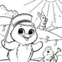 Chick’s Musical Parade Coloring Page