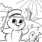 Chick’s Musical Parade Coloring Page