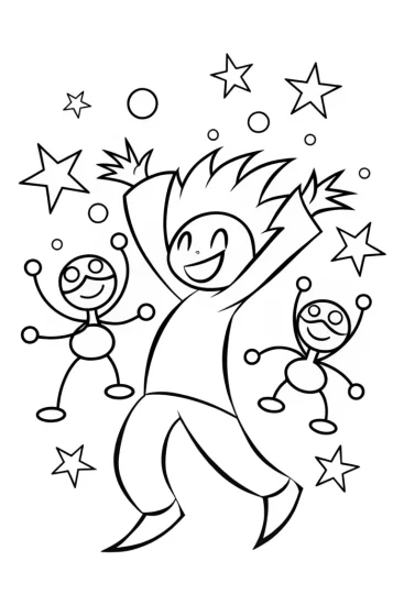 A coloring page of Goku’s Galactic Dance Party Coloring Page