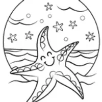 Celestial Starfish Dance Coloring Page