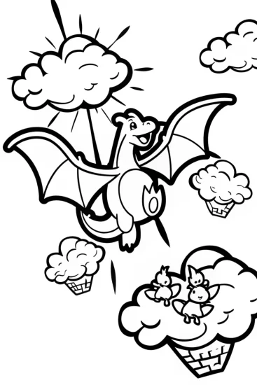 A coloring page of Charizard’s Skyward Journey Coloring Page