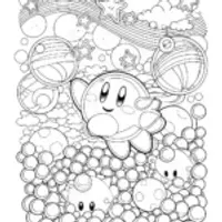Kirby’s Celestial Bubble Adventure Coloring Page