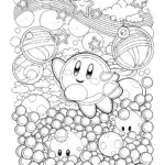 Kirby’s Celestial Bubble Adventure Coloring Page