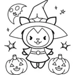 Kuromi’s Spooky Halloween Adventure Coloring Page