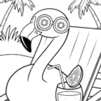 Flamingo Spa Day Coloring Page