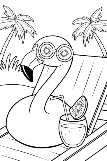 A coloring page of Flamingo Spa Day Coloring Page