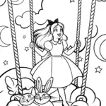 Alice’s Cloud Carousel Coloring Page