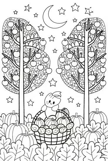 A coloring page of Pumpkin Harvest Coloring Page