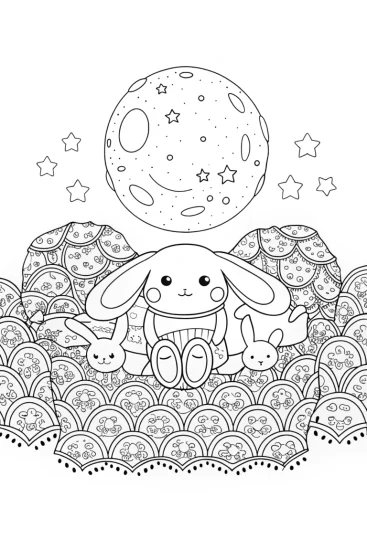 A coloring page of Cinnamoroll’s Starlit Sleepover Coloring Page