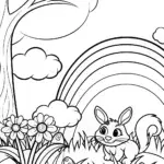 Easter Egg Hunt Under the Rainbow Coloring Page