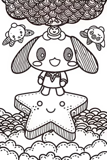 A coloring page of Cinnamoroll’s Starry Bakery Coloring Page