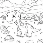 Dino Dreamland: A Fossil Adventure Coloring Page