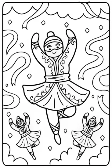 A coloring page of Ninja Shadow Dance Coloring Page