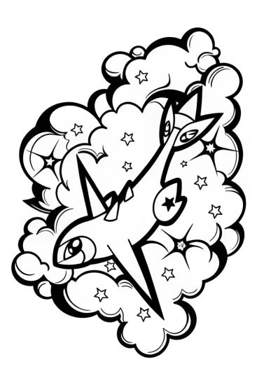 A coloring page of Latios and Latias Coloring Page