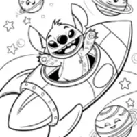 Stitch’s Starry Space Race Coloring Page