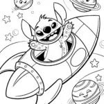 Stitch’s Starry Space Race Coloring Page