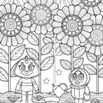 Bluey and Bingo’s Gardening Adventure Coloring Page