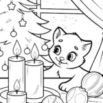 Playful Kitten Christmas Coloring Page