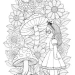 Alice and the Caterpillar’s Wisdom Coloring Page