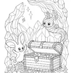 Goomy and Dratini Treasure Hunt Coloring Page