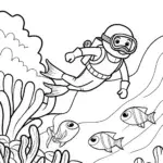 Ninja diving into an underwater realm