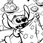 Stitch’s Intergalactic Quilt Adventure Coloring Page