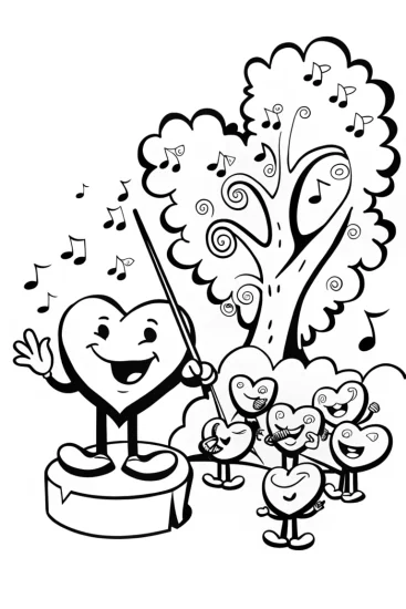 A coloring page of Heart in Harmony Coloring Page