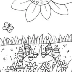 Whimsical Flower Tea Party Coloring Page