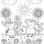 Peppa Pig’s Enchanted Garden Adventure Coloring Page