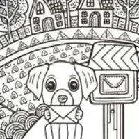 Puppy Mail Adventure Coloring Page